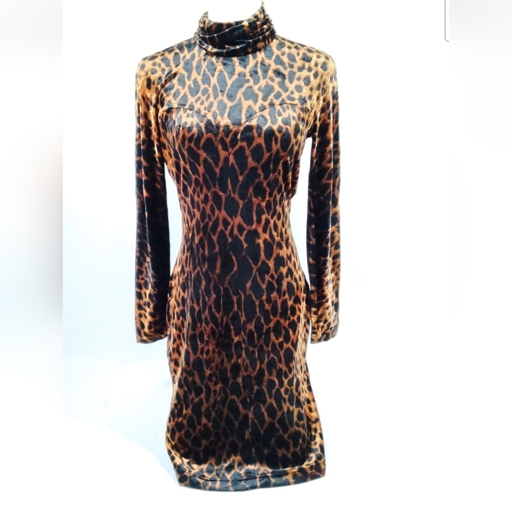 Gianni Versace Couture Vintage Leopard Print Velvet Dress